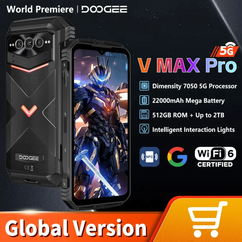 DOOGEE V MAX PRO 5G Smartphone – 12GB RAM + 512GB Speicher, 120Hz Display, 108MP Kamera, Android 14