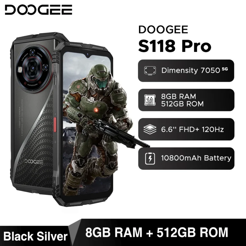 Weltpremiere DOOGEE S118 Pro 5G Robustes Telefon 6,6'' FHD 120Hz 8GB RAM 512GB ROM 10800mAh Akku Android 14 Handy mit NFC - Image 7