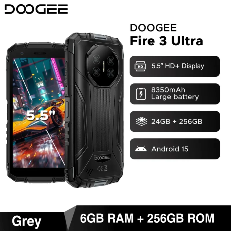 Globale Version DOOGEE Fire 3 Ultra Robustes Telefon 5,5" HD+ Display 24GB 256GB 8350mAh Akku UNISOC T7200 16MP+20MP NFC Android15 - Image 8