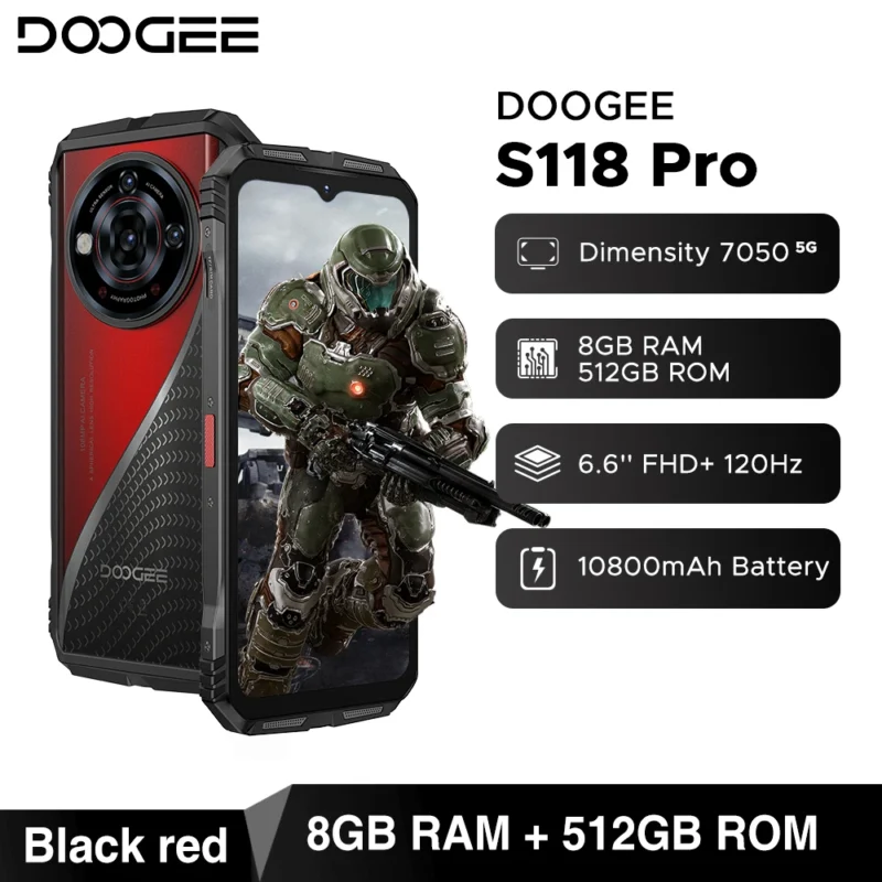 Weltpremiere DOOGEE S118 Pro 5G Robustes Telefon 6,6'' FHD 120Hz 8GB RAM 512GB ROM 10800mAh Akku Android 14 Handy mit NFC - Image 8