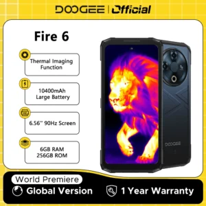 Weltpremiere DOOGEE Fire 6 Robustes Telefon 6,56" 90 Hz Display 6 GB RAM 256 GB ROM 50 MP AI Hauptkamera 10400 mAh/18 W Android 14