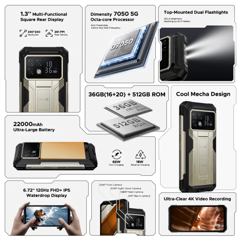 DOOGEE S200 Max – Rugged Smartphone, 6,72" 120Hz, 16GB+512GB, 22000mAh, 66W, NFC - Image 2