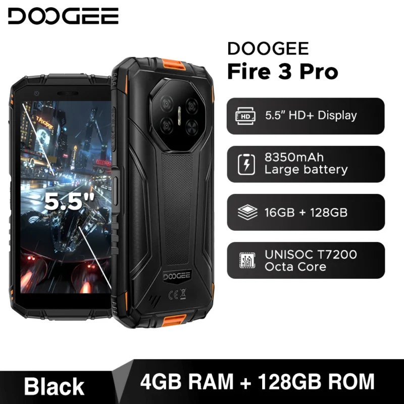Globale Version DOOGEE Fire 3 Pro Robustes Telefon 16 GB 128 GB 5,5 Zoll HD+ Display 8350 mAh Akku UNISOC T7200 16 MP + 8 MP NFC Android 15 - Image 8