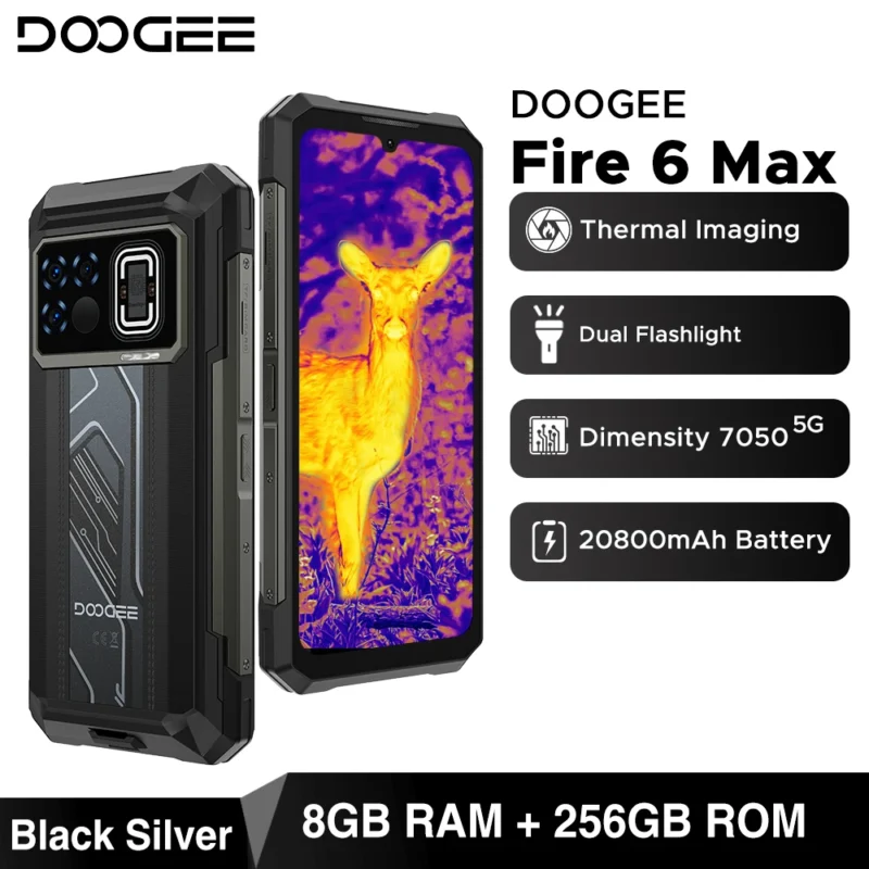 Weltpremiere DOOGEE Fire 6 Max 5G Robustes Telefon, Abmessung 7050, Wärmebildgebung, 6,72 Zoll, Dual-Taschenlampe, 20800 mAh Akku, Mobiltelefon - Image 8