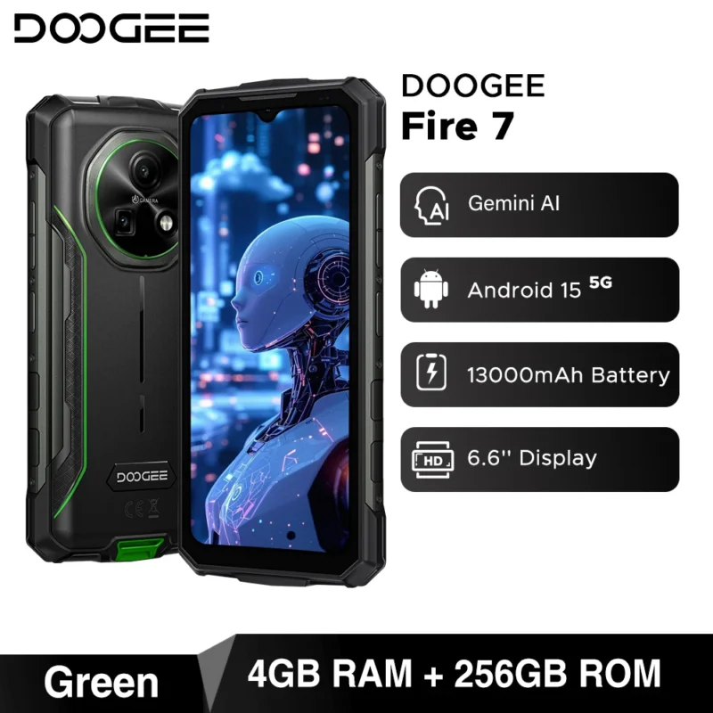 DOOGEE Fire 7 5G Robustes Telefon Gemini AI 13000 mAh Akku 6,6 Zoll Display 64 MP Kamera Abmessung 6300 Android 15 Smartphone NFC - Image 8