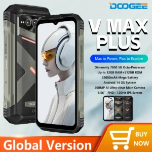 DOOGEE V Max Plus Rugged Smartphone – 22.000mAh Akku, 36GB RAM (16+20) + 512GB ROM, 200MP Kamera, 120Hz Display, Dimensity 7050, Android 14