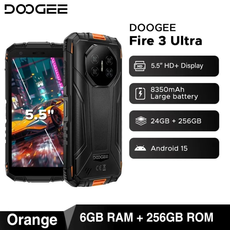 Globale Version DOOGEE Fire 3 Ultra Robustes Telefon 5,5" HD+ Display 24GB 256GB 8350mAh Akku UNISOC T7200 16MP+20MP NFC Android15 - Image 9