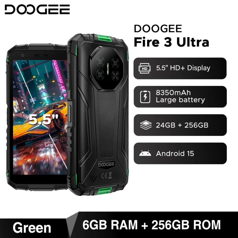 Globale Version DOOGEE Fire 3 Ultra Robustes Telefon 5,5" HD+ Display 24GB 256GB 8350mAh Akku UNISOC T7200 16MP+20MP NFC Android15 - Image 7