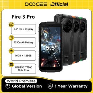 Globale Version DOOGEE Fire 3 Pro Robustes Telefon 16 GB 128 GB 5,5 Zoll HD+ Display 8350 mAh Akku UNISOC T7200 16 MP + 8 MP NFC Android 15