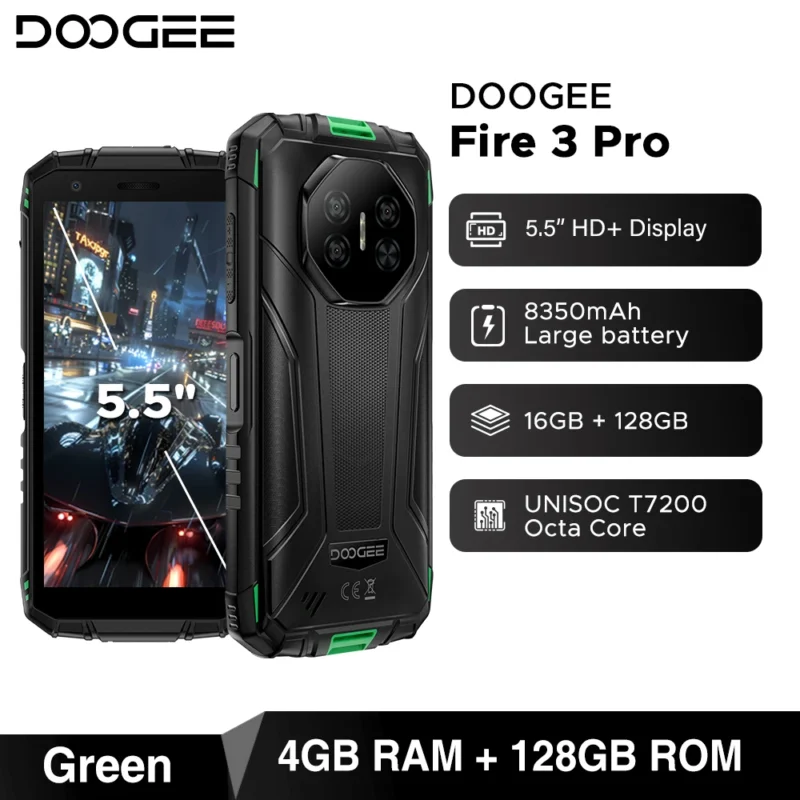 Globale Version DOOGEE Fire 3 Pro Robustes Telefon 16 GB 128 GB 5,5 Zoll HD+ Display 8350 mAh Akku UNISOC T7200 16 MP + 8 MP NFC Android 15 - Image 7