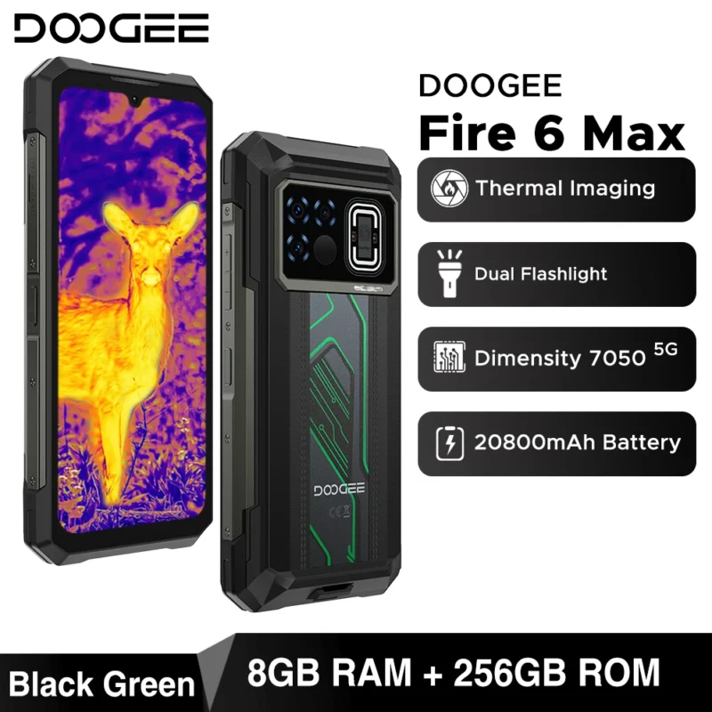 Weltpremiere DOOGEE Fire 6 Max 5G Robustes Telefon, Abmessung 7050, Wärmebildgebung, 6,72 Zoll, Dual-Taschenlampe, 20800 mAh Akku, Mobiltelefon - Image 7