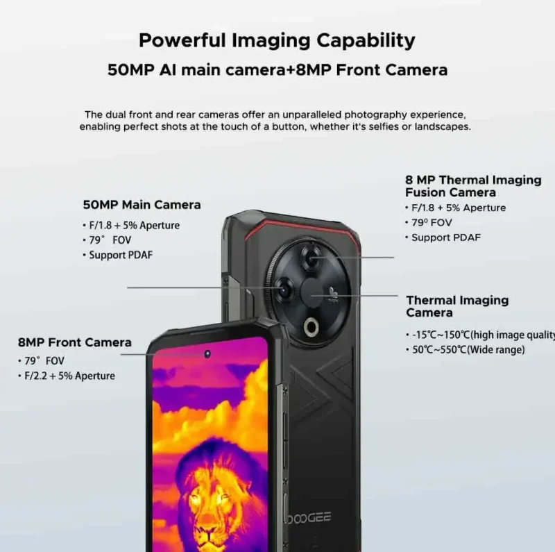 Weltpremiere DOOGEE Fire 6 Robustes Telefon 6,56" 90 Hz Display 6 GB RAM 256 GB ROM 50 MP AI Hauptkamera 10400 mAh/18 W Android 14 - Image 6