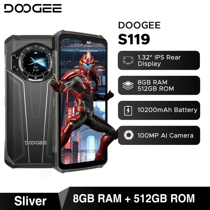 DOOGEE S119 Rugged Smartphone – 6,72" FHD+, 8GB+512GB, 100MP, 10200mAh, 33W, Android 14 - Image 8